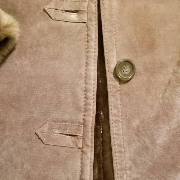 EUC Olive Green Suede Coat - Picture 6 of 7
